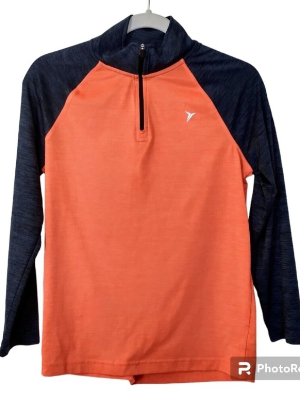 Boy's Old Navy Bright Orange and Blue Long Sleeve 1/4 Zip Pullover XL 14/16